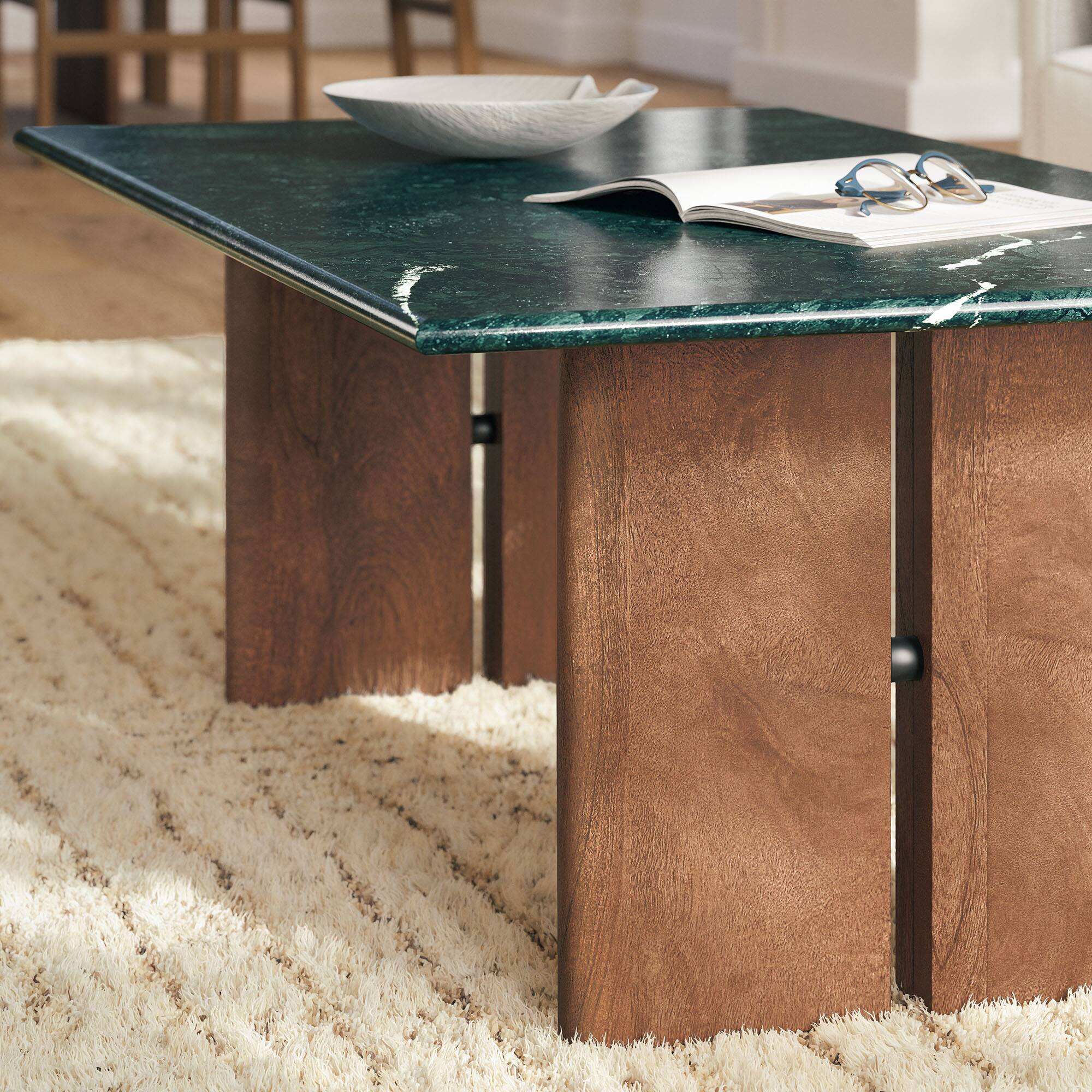 Alt View 1. Modway - Amistad Marble Coffee Table by Modway - Walnut Green Marble.