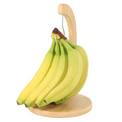 Front. MegaChef - MegaChef Bamboo Wood Banana Hanger - Brown.