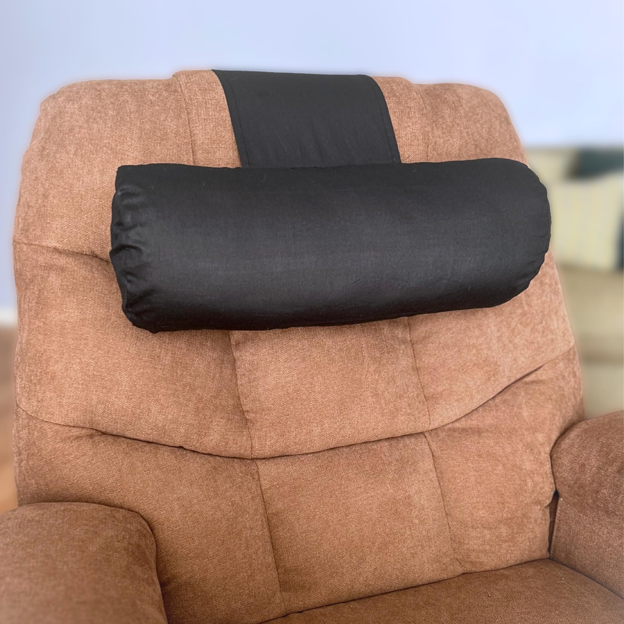 Fabibe - Recliner Pillow for Lumbar, Neck, and Cervical Support, Sleep, Couch, Office Chair, Headrest, Weighted - Black