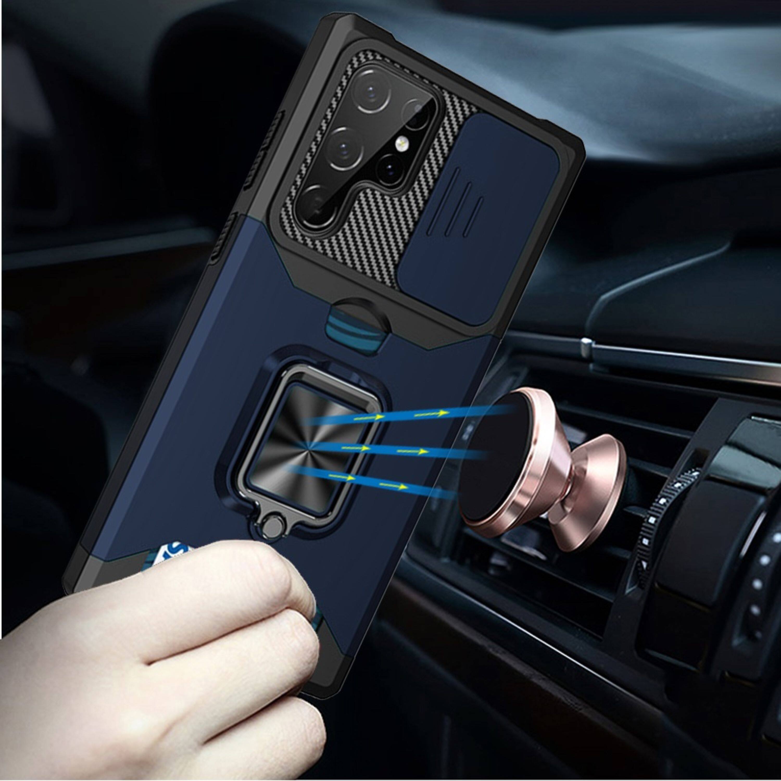 Angle. Kitcheniva - Multi-Function Magnetic Ring Holder Cover For Samsung S23 Plus Blue - Blue.