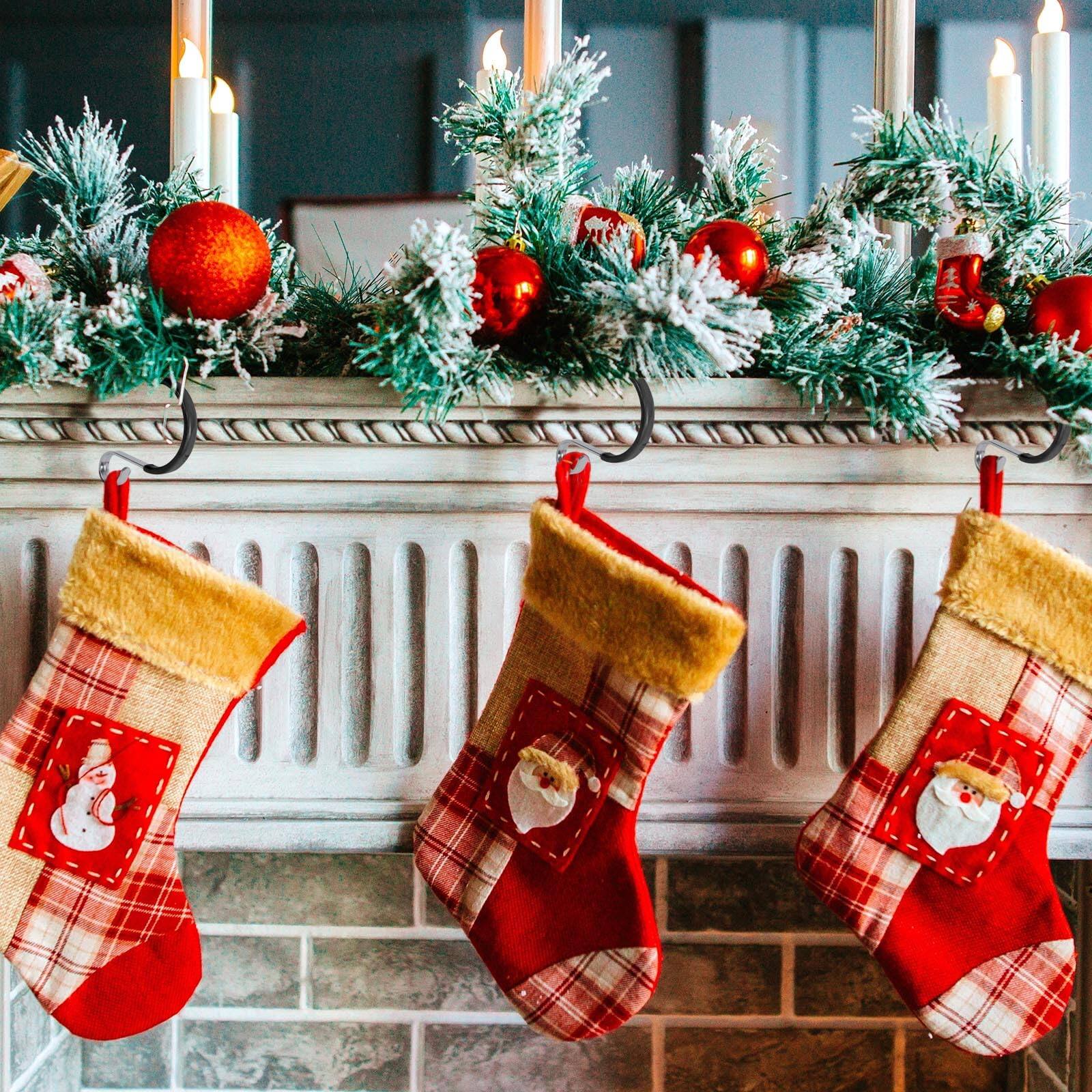 Alt View 5. Paradigms Interiors - Vinyl Coated Stocking Hooks Non Slip Christmas Holder For Mantle Set Of Metal Hanger With Rubber Party Deco... - Pink.