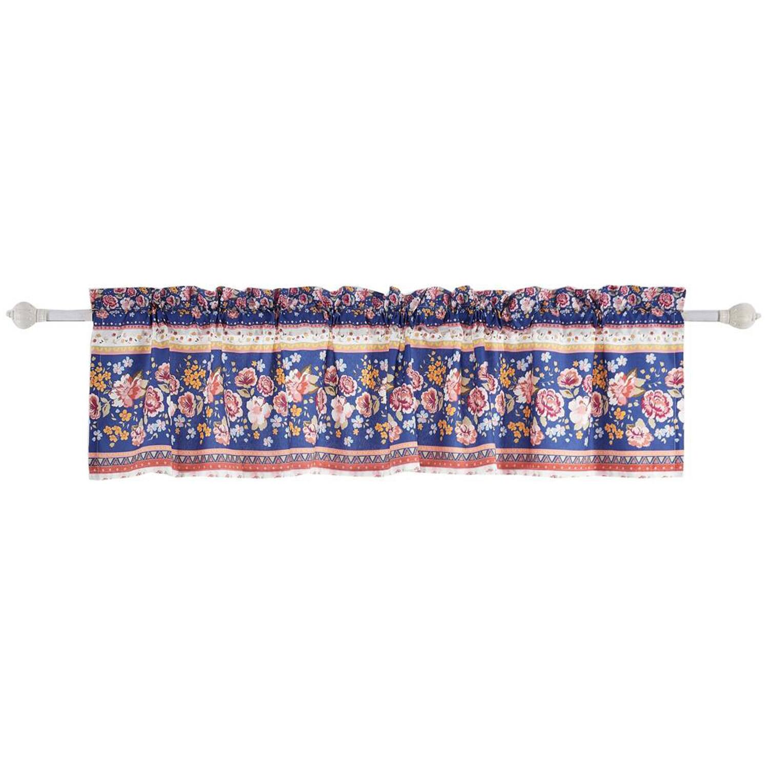 Front. Greenland Home Fashions - Greenland Home Fashions Marsha Window Valance - 84" x 16" Blue - Blue.