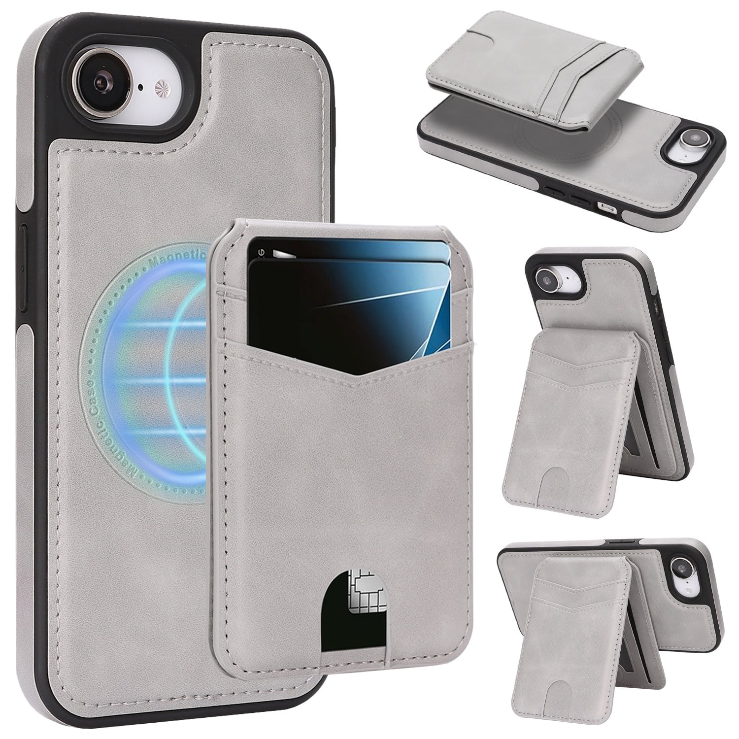 Dteck - for Apple iPhone 17e / 16e Magnetic PU Leather Case,Detachable RFID Blocking Flip Wallet Card Holder Shockproof Cover - Gray price history on PriceWatchPro