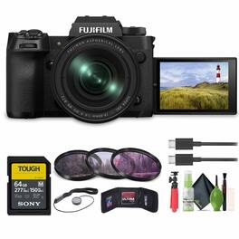 Fujifilm - X-H2 Mirrorless Camera with 16-80mm Lens, 64GB Memory Card, Bundle - Black