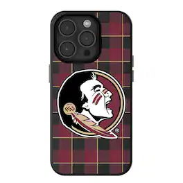 Keyscaper - NCAA - Florida State Seminoles Plaid Magnetic Bump iPhone Case - 15 - Black