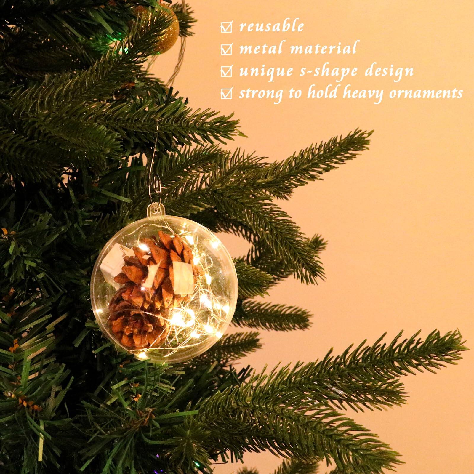 - reusable
- metal material
- unique s-shape design
- strong to hold heavy ornaments