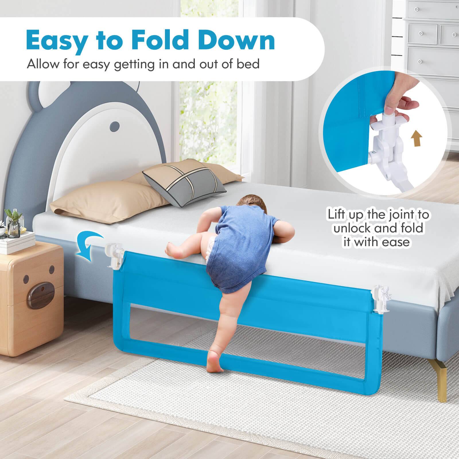 Easy to Fold Down  
Allow for easy getting in and out of bed  

Lift up the joint to unlock and fold it with ease