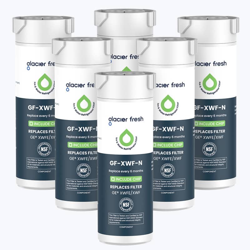 GLACIER FRESH - XWFE Water Filter(with chip), Replacement for GE XWFE, XWF Refrigerator Water Filter, NSF/ANSI 42, 6 Pack