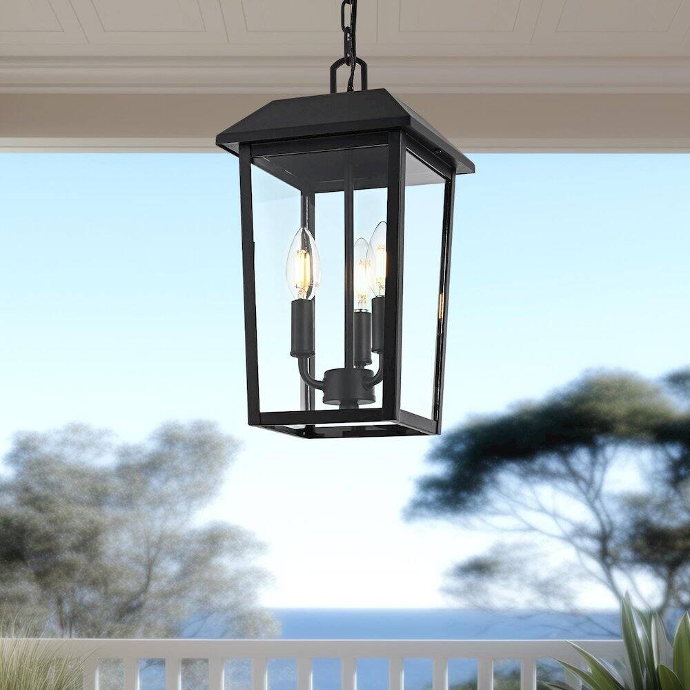Alt View 5. Elegant Lighting - Riggs 8 x 15 inch Outdoor Pendant in Black - Black.
