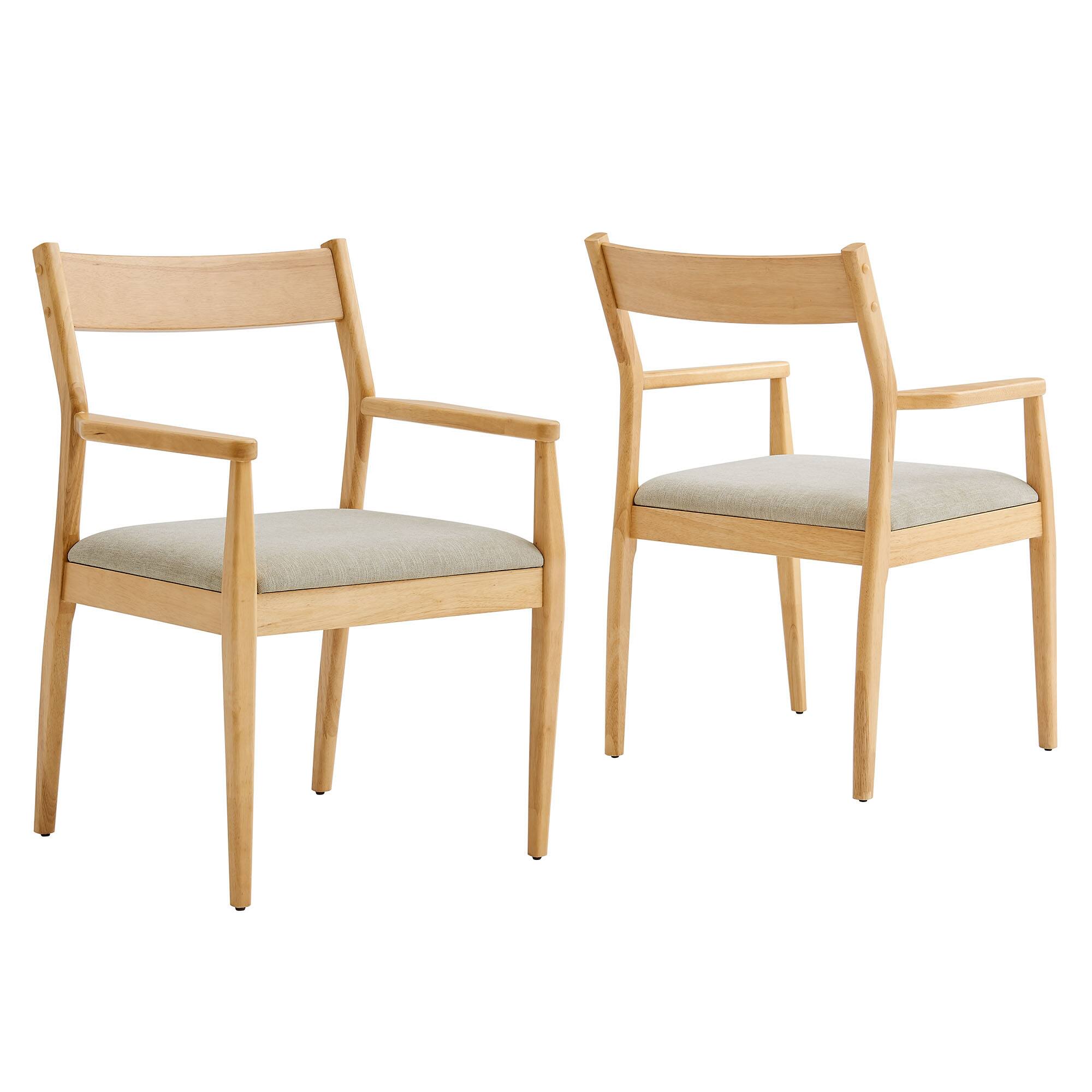 Angle. Modway - Solara Dining Armchairs Set of 2 - Natural Heathered Weave Beige.