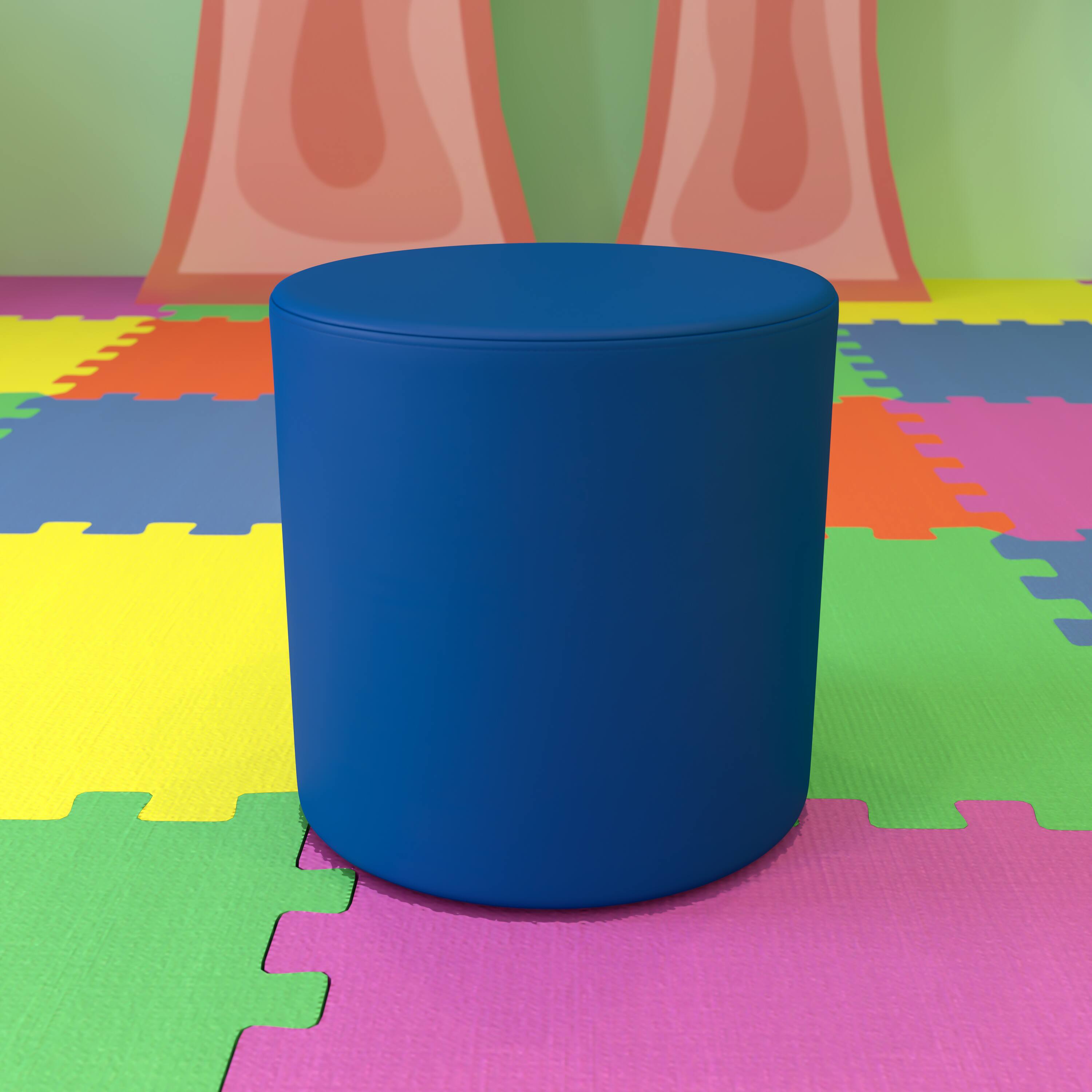 Alt View 1. Emma + Oliver - 18"H Soft Seating Flexible Circle Backless Chair for Classrooms and Common Spaces - Blue.