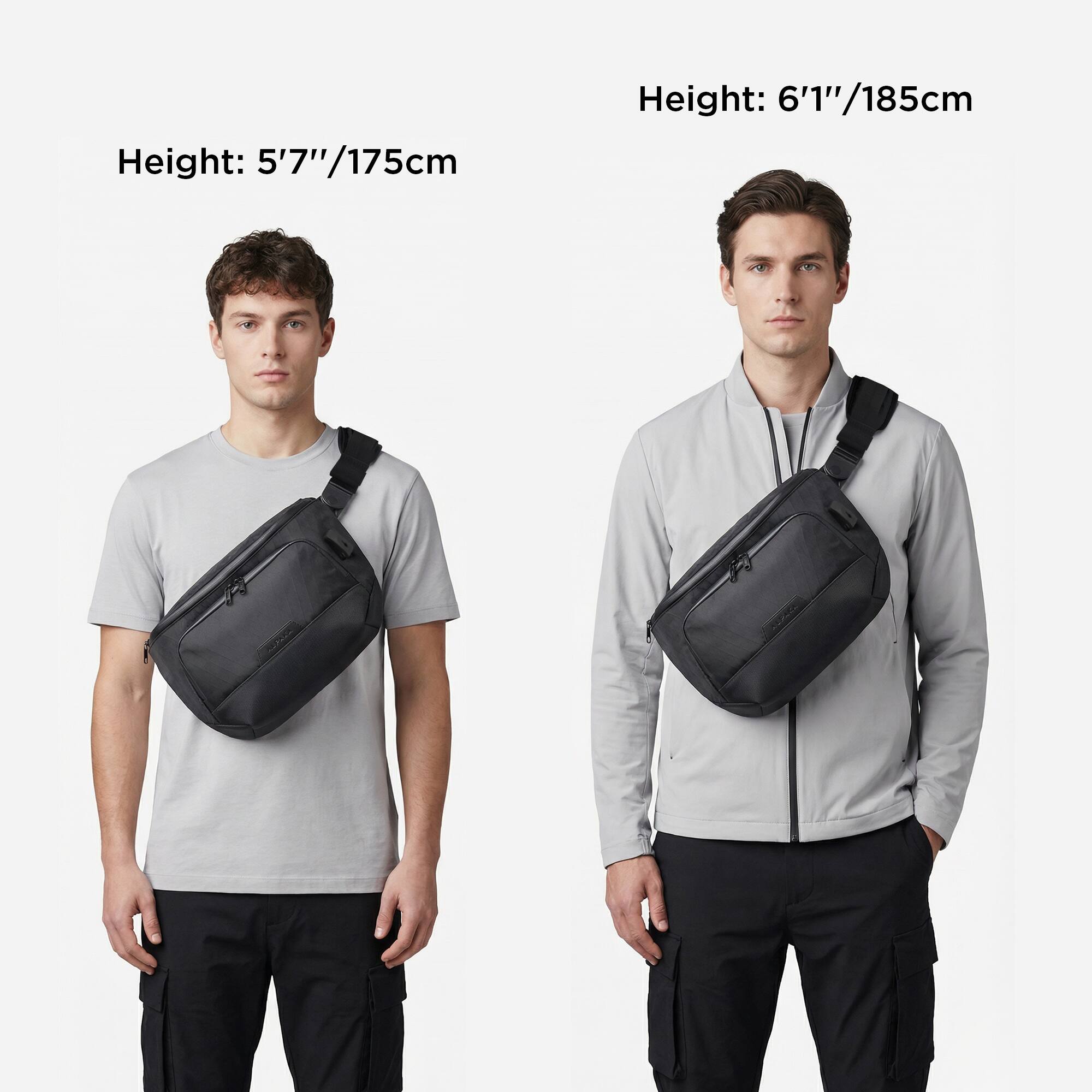 Height: 5'7"/175cm  
Height: 6'1"/185cm