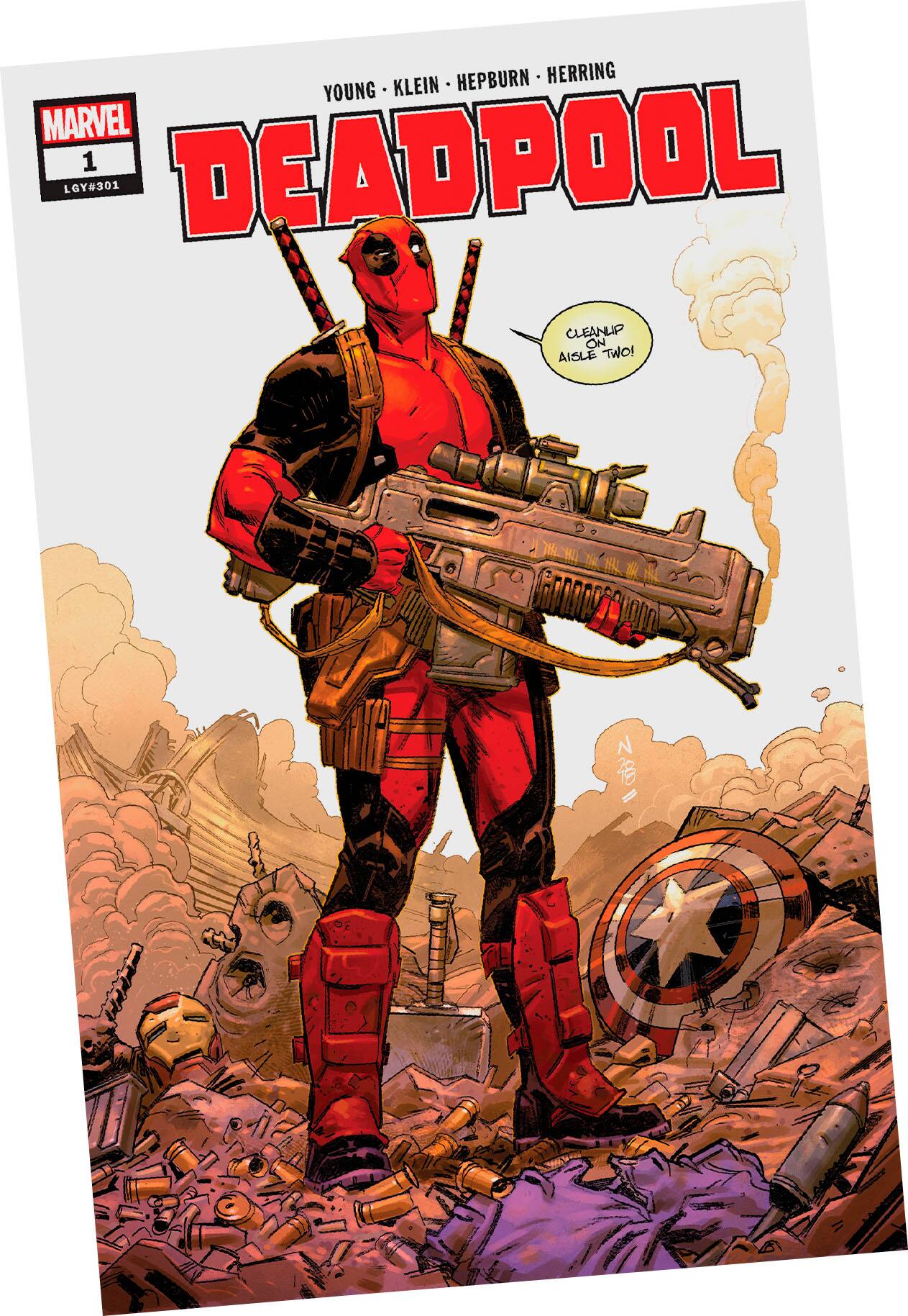 HEPBURN HERRING YOUNG KLEIN MARVEL LGY#301 1 DEADPOOL CLEANUP ON AISLE TWO! JHK