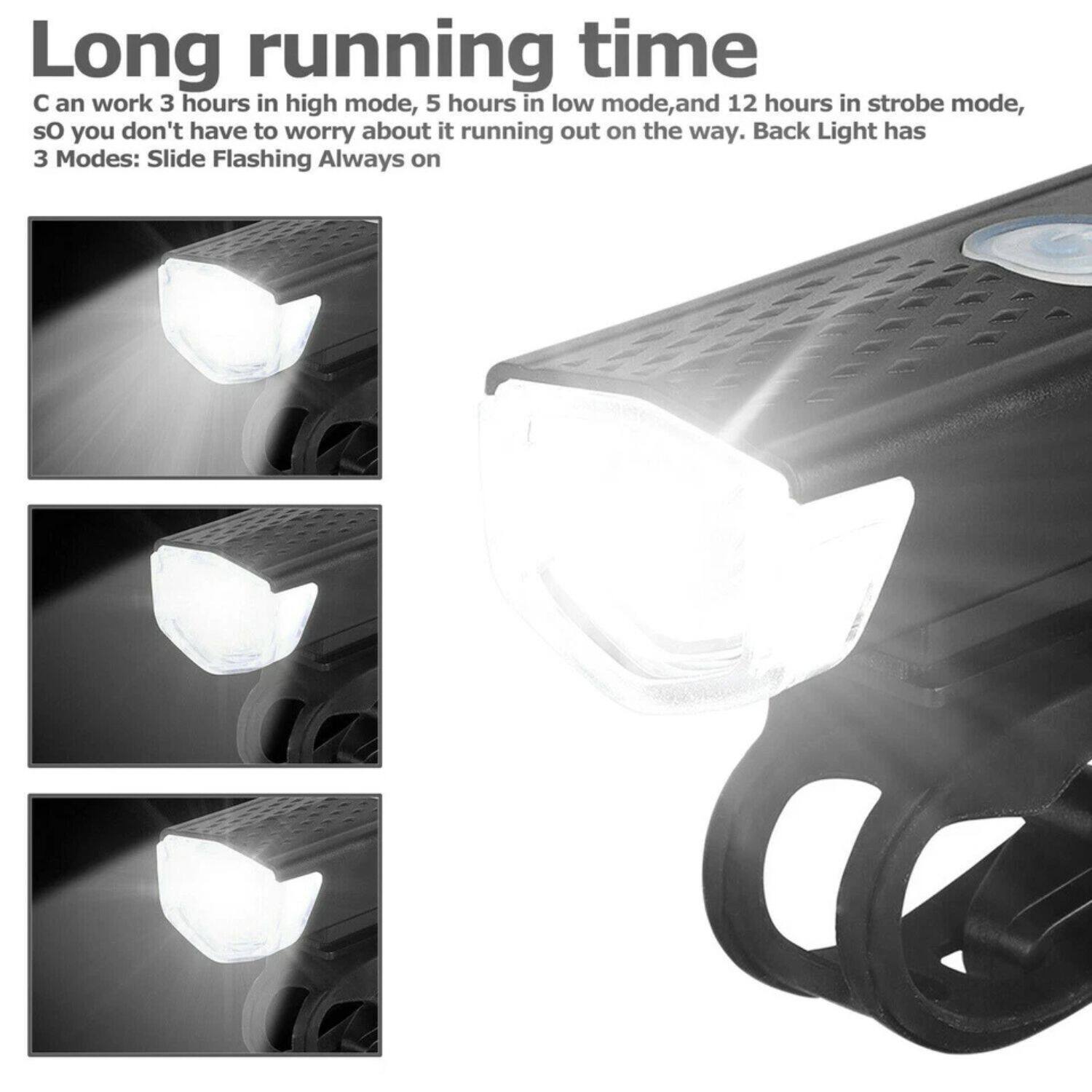 Long running time

C can work 3 hours in high mode, 5 hours in low mode, and 12 hours in strobe mode, so you don't have to worry about it running out on the way. Back Light has 3 Modes: Slide Flashing Always on