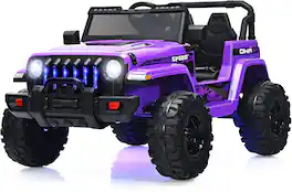 Costway - Kids Ride on Truck 12V Battery Powered Ride on Car 2-Seat with 2.4G Parental Remote Control - Purple