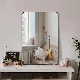 BreeBe - 24x32 Inch Metal Framed Rectangular Bathrrom Mirror for Wall - Black