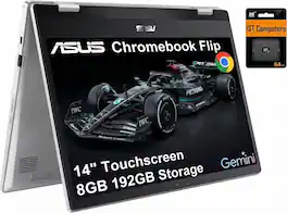 ASUS - Chromebook Flip CX1 14'' FHD 2-in-1 Touchscreen Laptop - Intel Celeron N4500 - 8GB RAM - 128GB Storage - 64GB SD Card - Transparent Silver