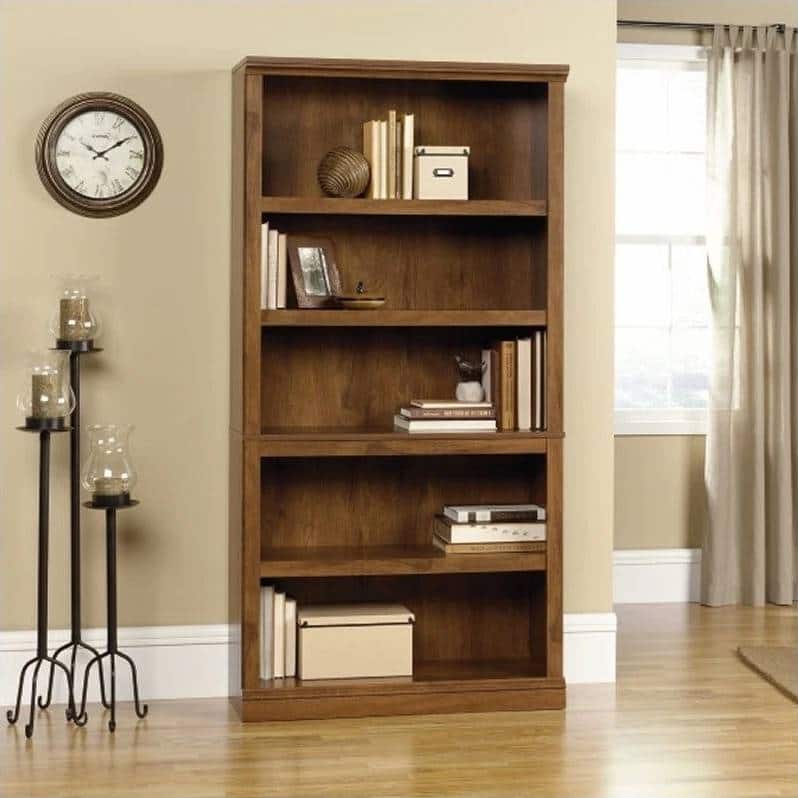 Hivvago - 5-Shelf Bookcase in Medium - Brown Oak Finish