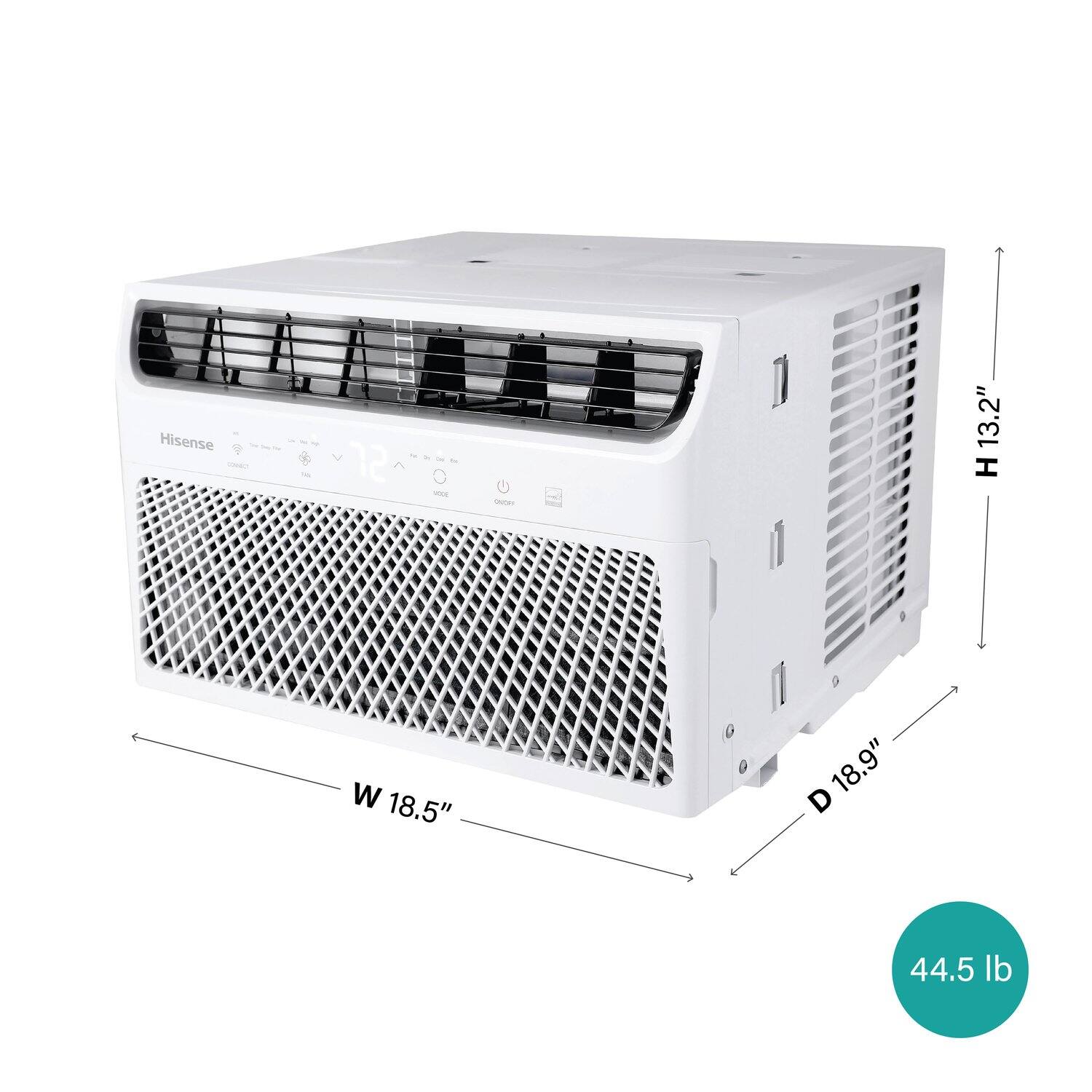 Hisense - 12  
SUTer  
13.2" H x 18.5" W x 18.9" D  
44.5 lb