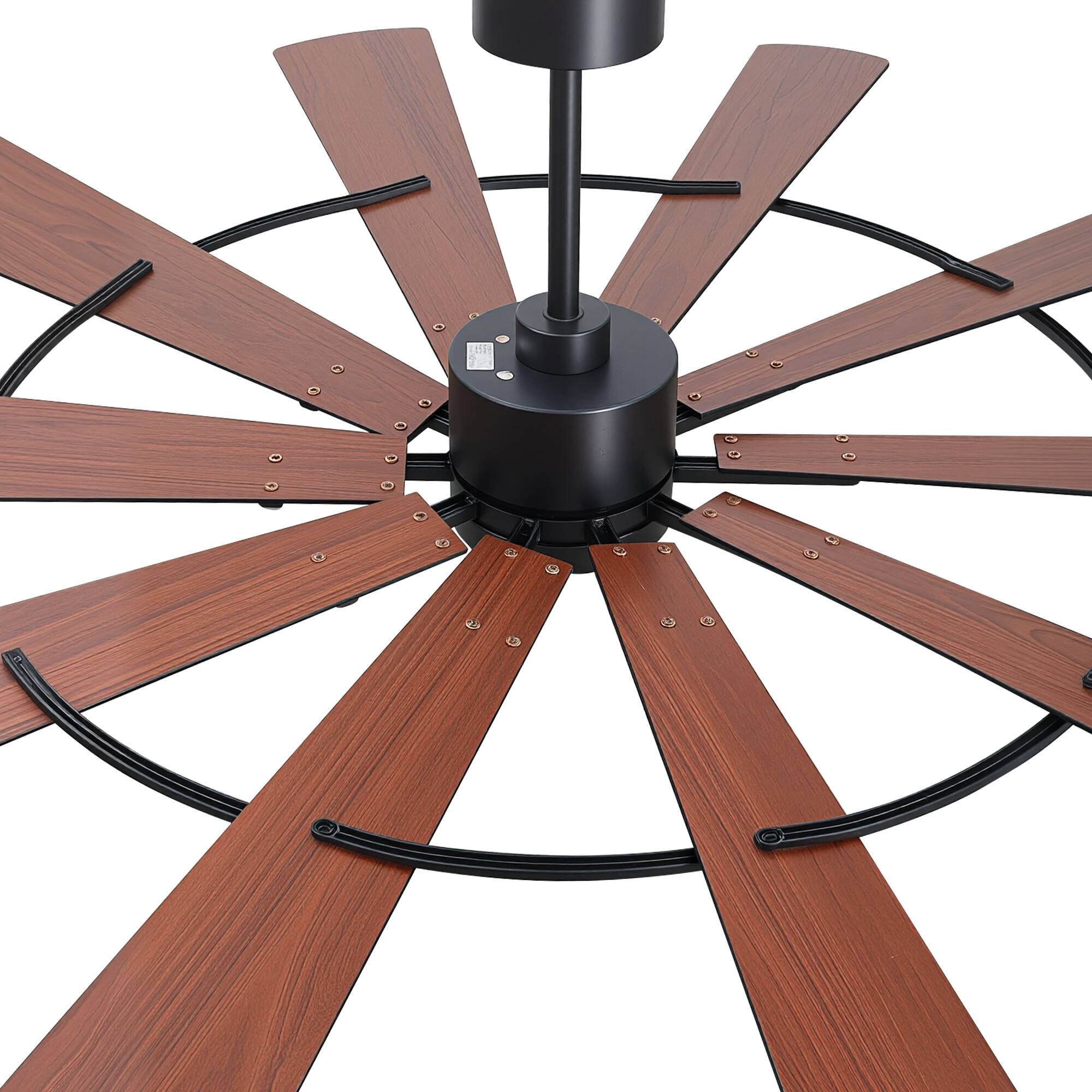 Alt View 10. Breezary - 62-In LED Ceiling Fan with Light, 10 Plywood Blades, 6-Speed DC Motor, Remote, 3CCT, 6"/12" Downrods - 62-inch Black.