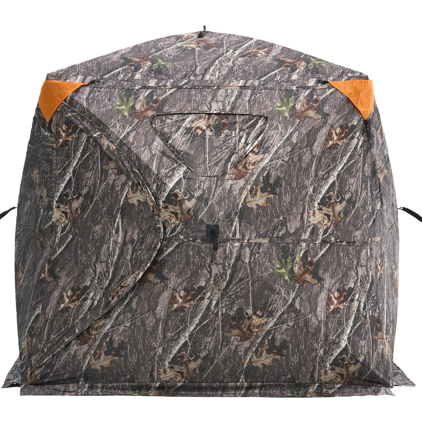Alt View 5. VEVOR - Hunting Blind, 270° See Through Ground Blind, 4-5 Person Pop Up Deer Blind for Hunting with Carrying Bag - Camouflage color.