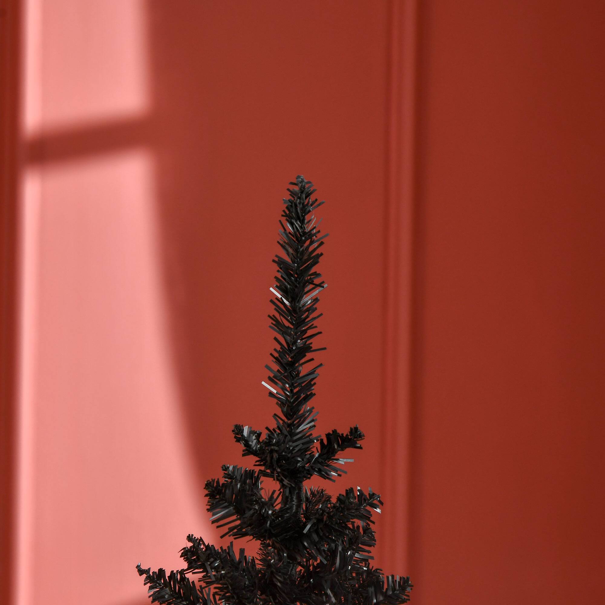 Alt View 7. Homcom - Artificial Pencil Christmas Tree, Slim Xmas Tree with 294 Realistic Branch Tips and Plastic Stand - black.