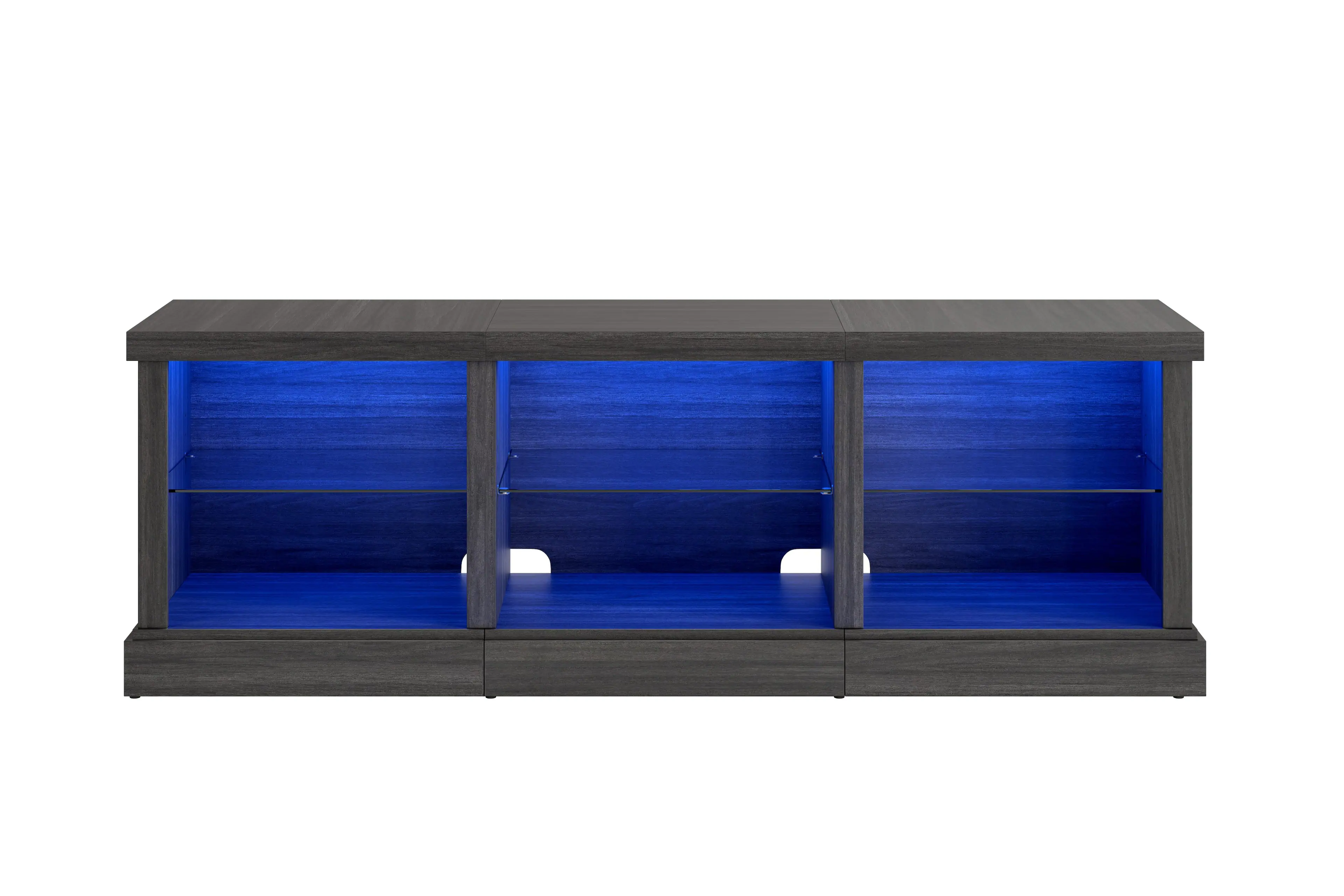 Front. Whalen Furniture - Ligero Transitional 65" TV Console - Dark Steel Gray.