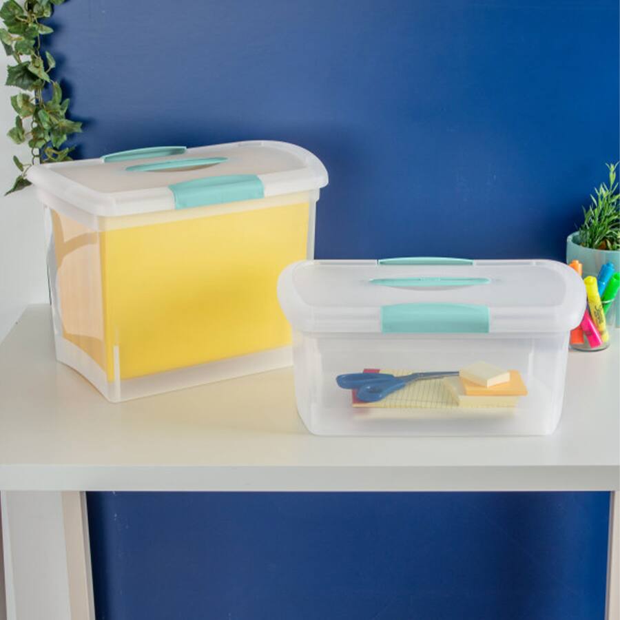 Sterilite Large Nesting ShowOffs, Stackable Clear File Box with Lid, (6 ...