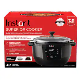 Instant - 7.5 qt /Silver Aluminum Programmable Slow Cooker - Black