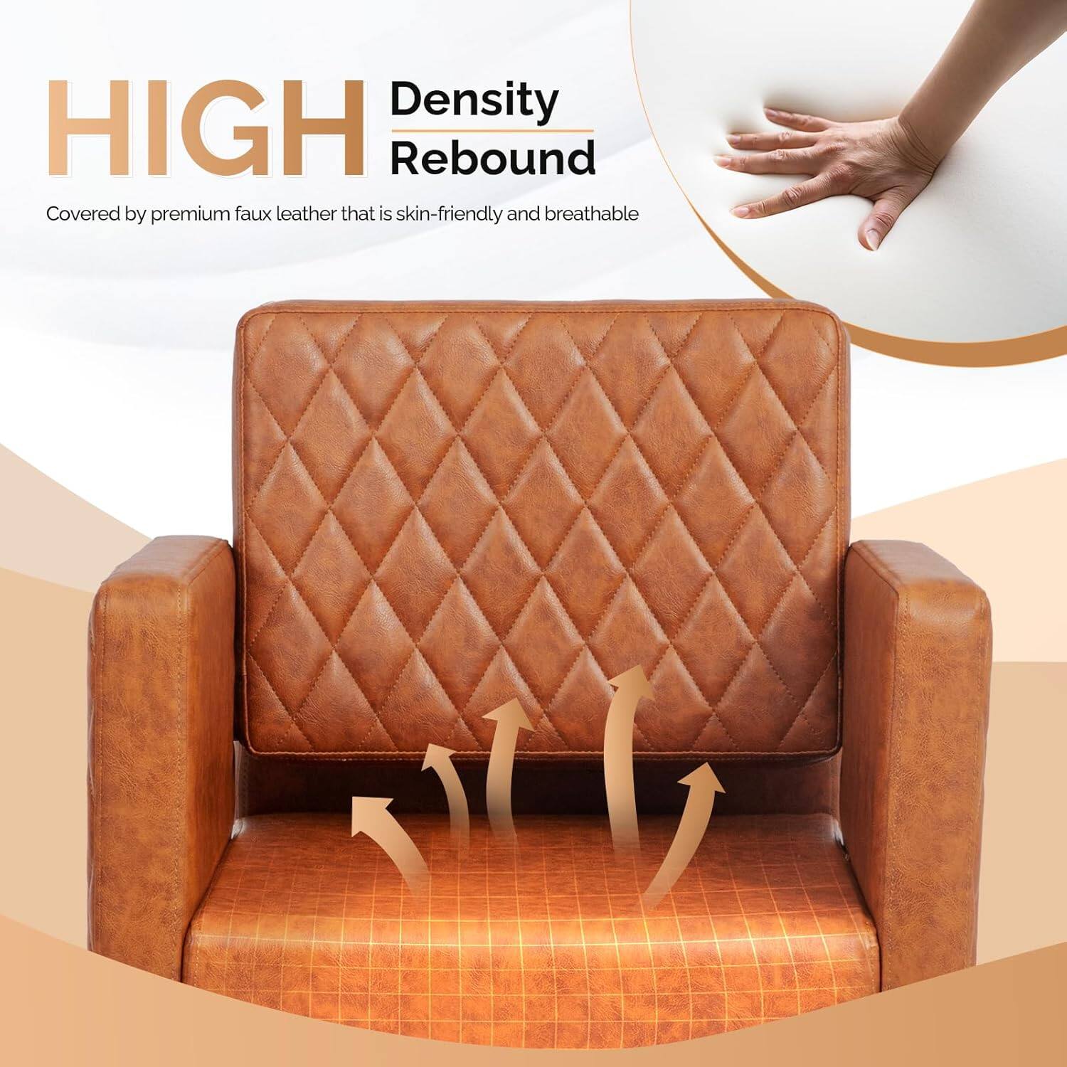 HIGH Density Rebound  
Covered by premium faux leather that is skin-friendly and breathable
