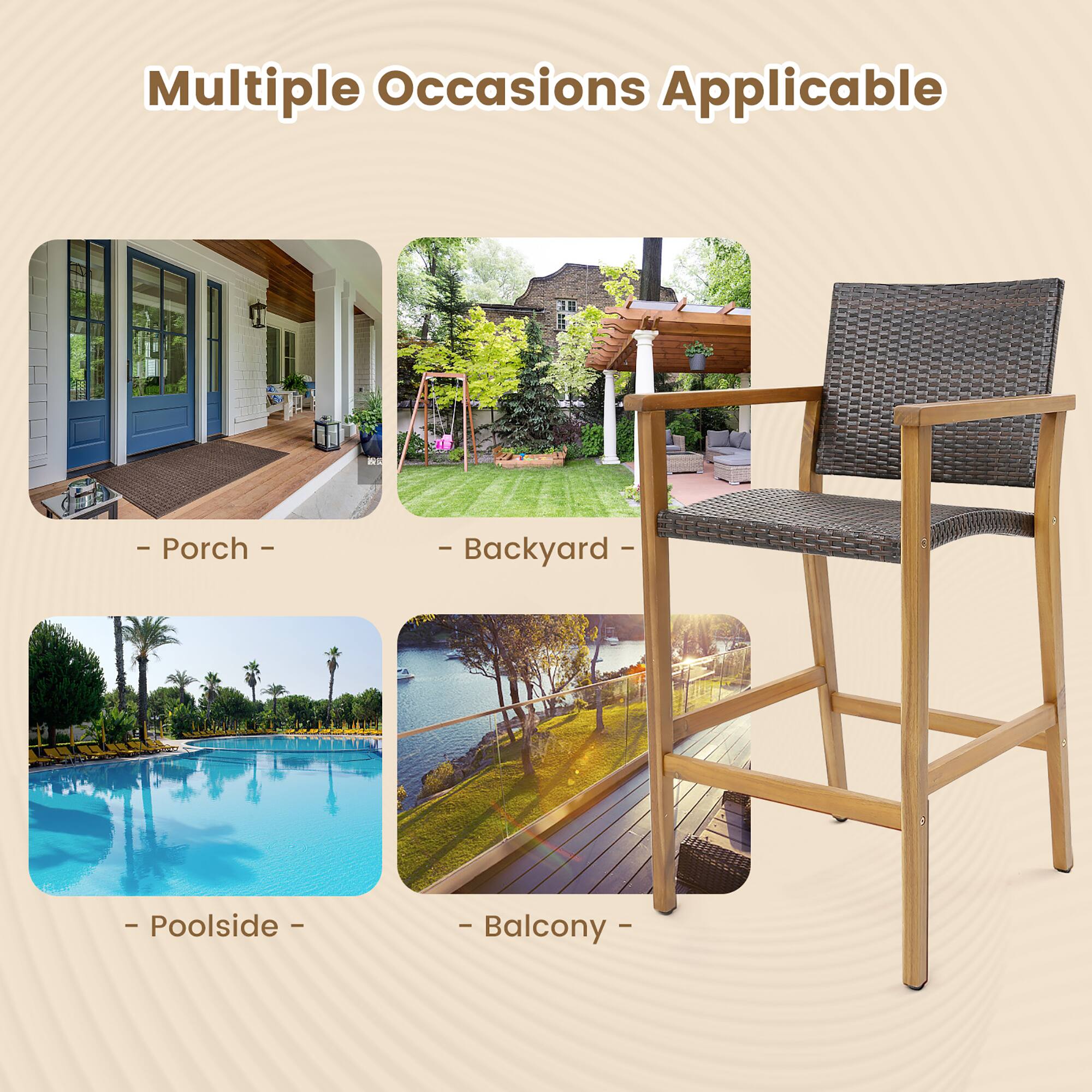 Multiple Occasions Applicable

- Porch
- Backyard
- Poolside
- Balcony