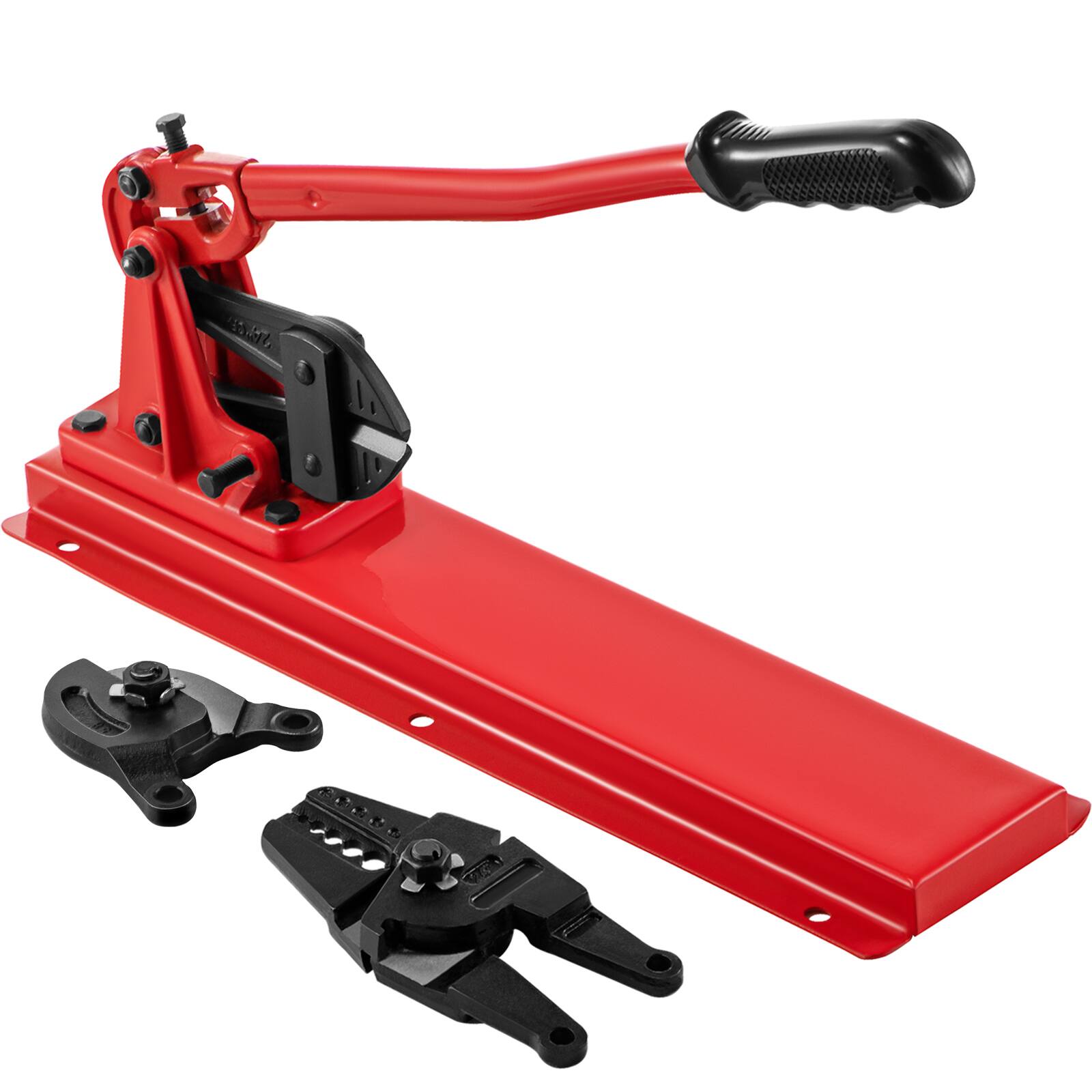 Front. VEVOR - Bench Swager Tool 24\" Wire Rope Swaging Tool with Crimper Cable Bolt Cutter Head Bench Crimper 1/16\"-3/16\" Sleeves - Red.