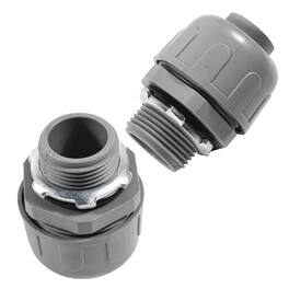 HQRP - 3/4 in Liquid-Tight Conduit Fitting, Nonmetallic PVC 180 Degree Straight, UL Listed, 2-Pack - Gray