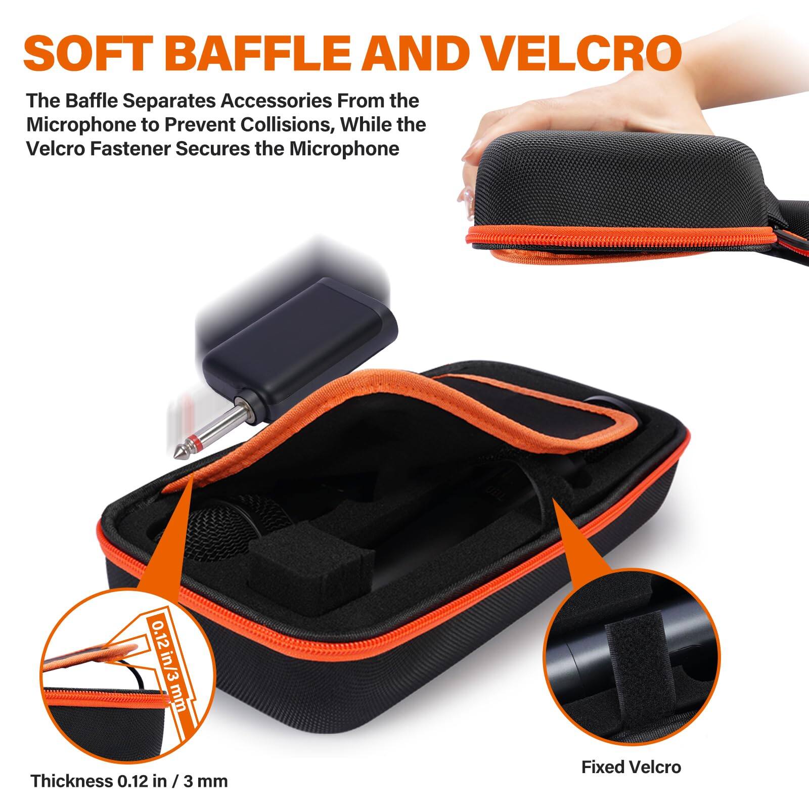 SOFT BAFfLE AND VELCRO

The Baffle Separates Accessories From the Microphone to Prevent Collisions, While the Velcro Fastener Secures the Microphone

Thickness 0.12 in / 3 mm

Fixed Velcro