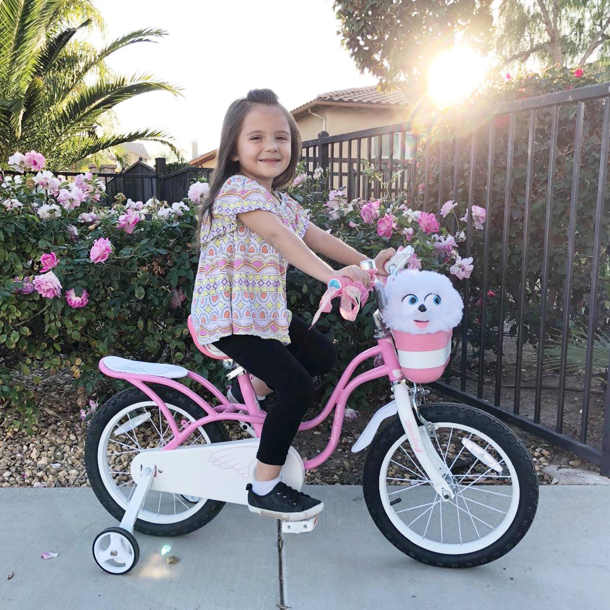 Alt View 3. RoyalBaby - RoyalBaby Little Swan 16" Carbon Steel Kids Bicycle with Dual Hand Brakes, Pink - Swan/Pink (2-Handlebrake).