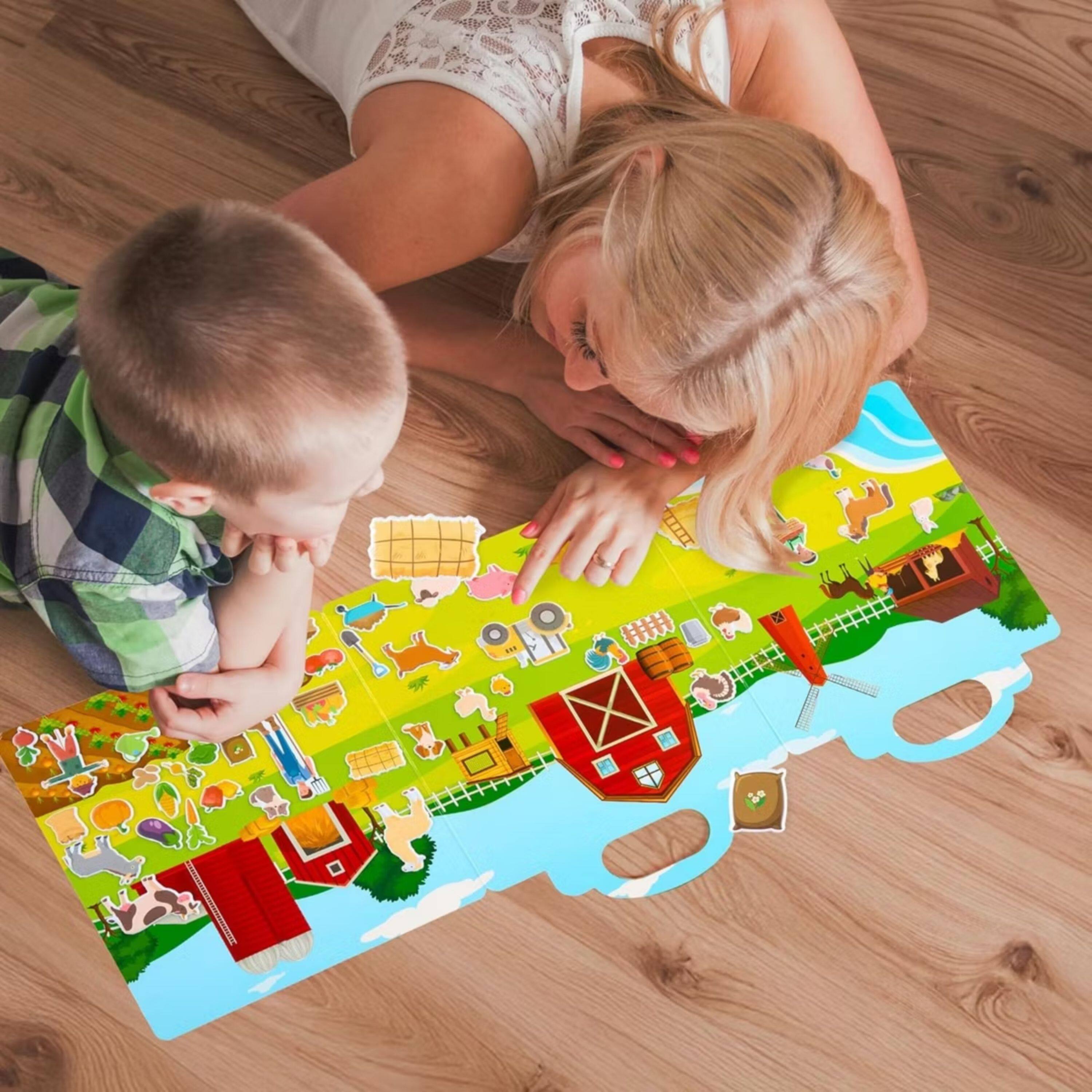 Alt View 3. Joyfy - Puffy Sticker Bookfor Kids 3-6, 3D Reusable Sticker Books Crafts Gifts for Toddlers 1-3,2-4, Farm Animlas - Multicolor.