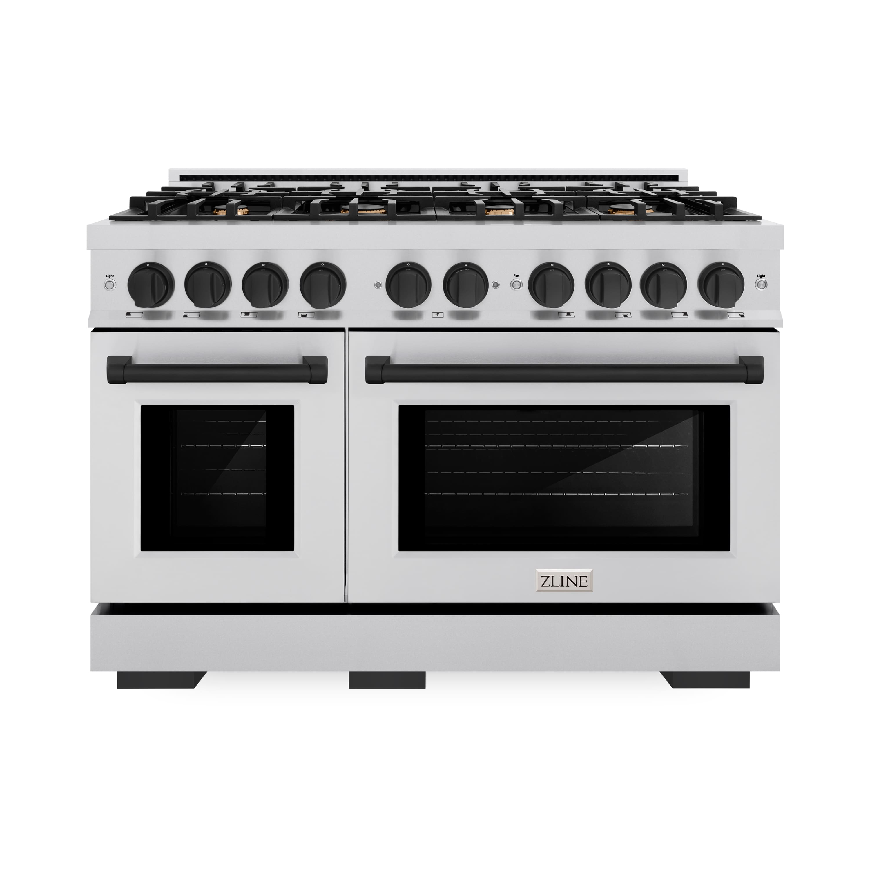 ZLINE - Autograph 48" Select Double Oven Dual Fuel Range w/ Matte Black Accents (HDRZ-48-MB) - Stainless Steel - Front_Zoom