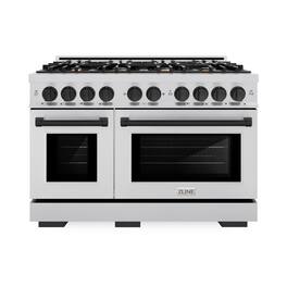 ZLINE - Autograph 48" Select Double Oven Dual Fuel Range w/ Matte Black Accents (HDRZ-48-MB) - Stainless Steel