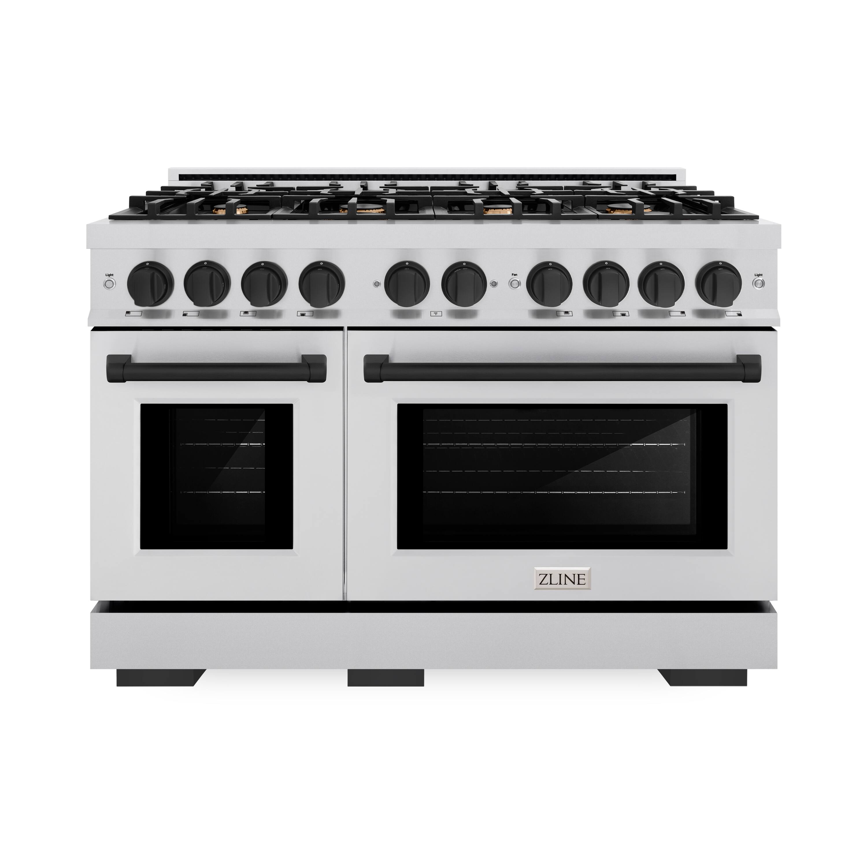 Front. ZLINE - ZLINE Autograph 48" Select Double Oven Dual Fuel Range w/ Matte Black Accents (HDRZ-48-MB) - Stainless Steel.