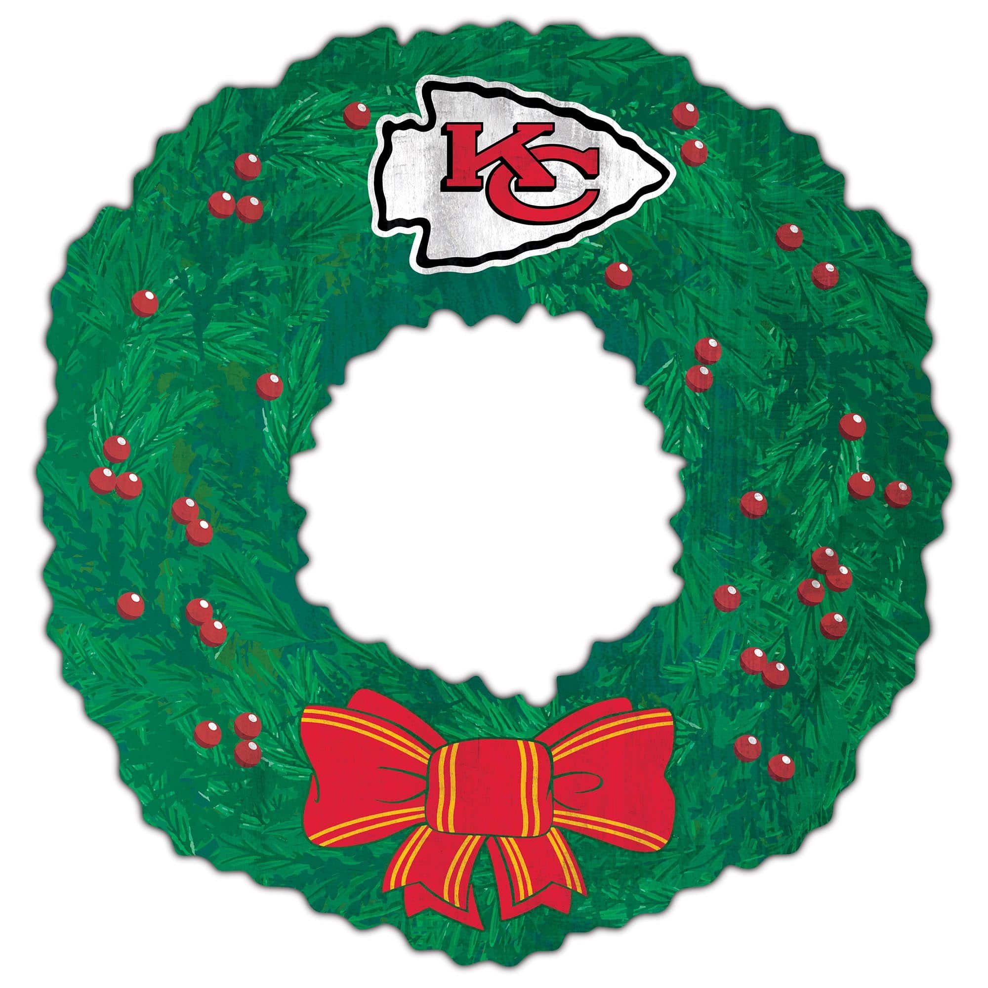 Front. Fan Creations - Kansas City Chiefs 16'' Team Wreath Sign - Green.