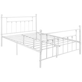 SlickBlue - Vintage Metal Platform Bed Frame with Headboard and Footboard - White