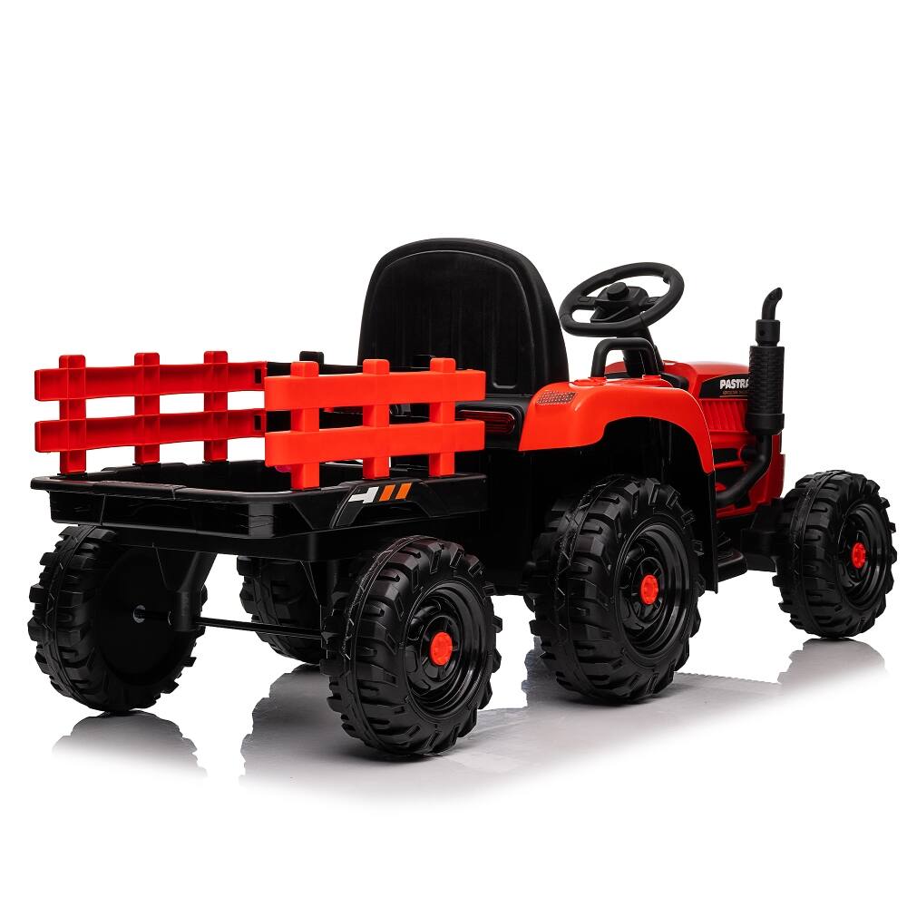 Alt View 4. Ropilly - Ropilly 24V Ride On Tractor with Trailer, 400W Electric Tractor Toy, Kids Ride On Car with Remote Control, Red.