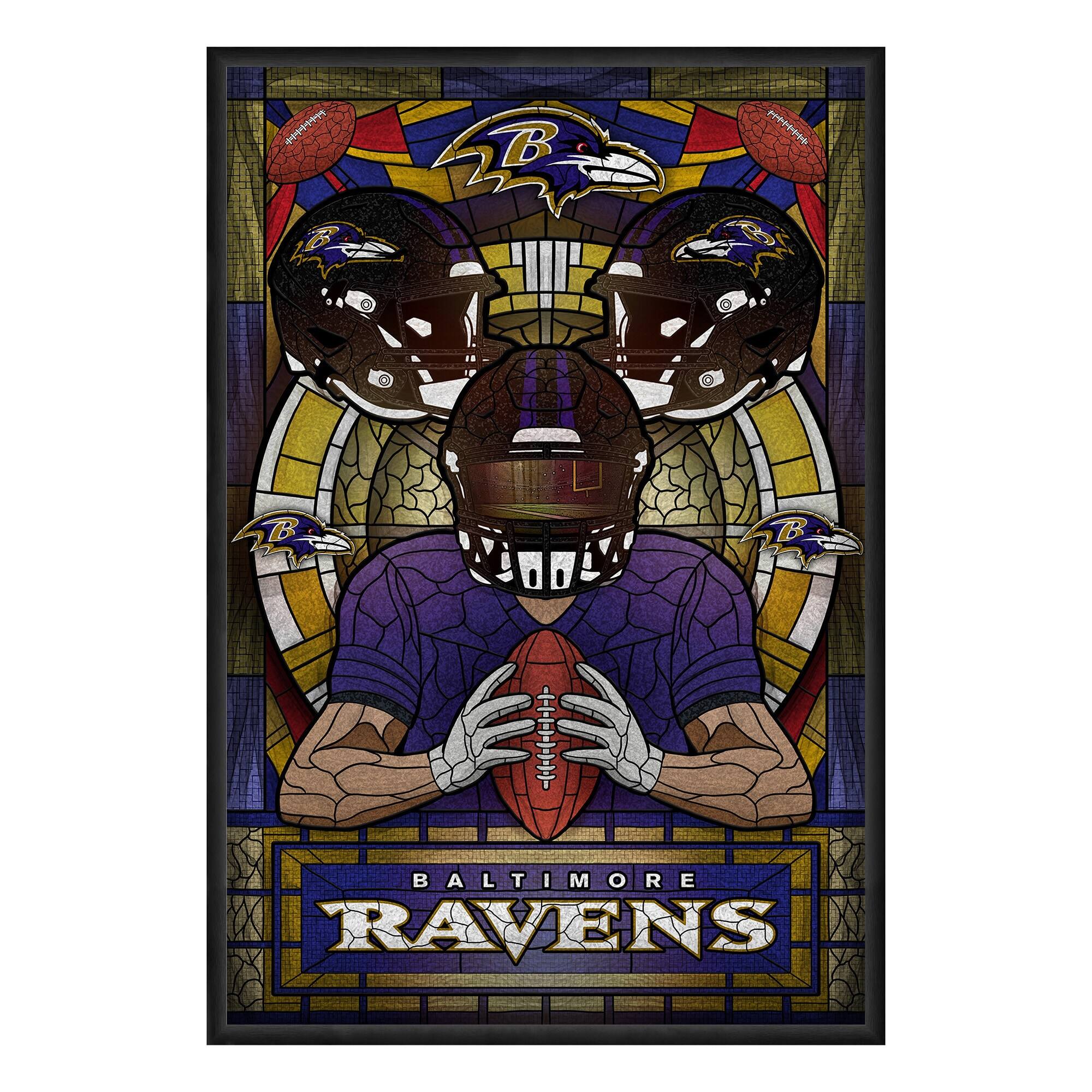 Baltimore Ravens Framed Stained Glass Art Print