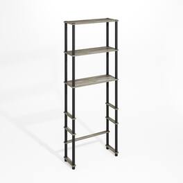Furinno - Turn-N-Tube Freestanding Over-The-Toilet Storage Rack with 3 Shelves - Grey Oak/Black