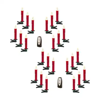 Front. BreeBe - LED Clip on Taper Candle with Remote (Set of 24) - Red, Green.