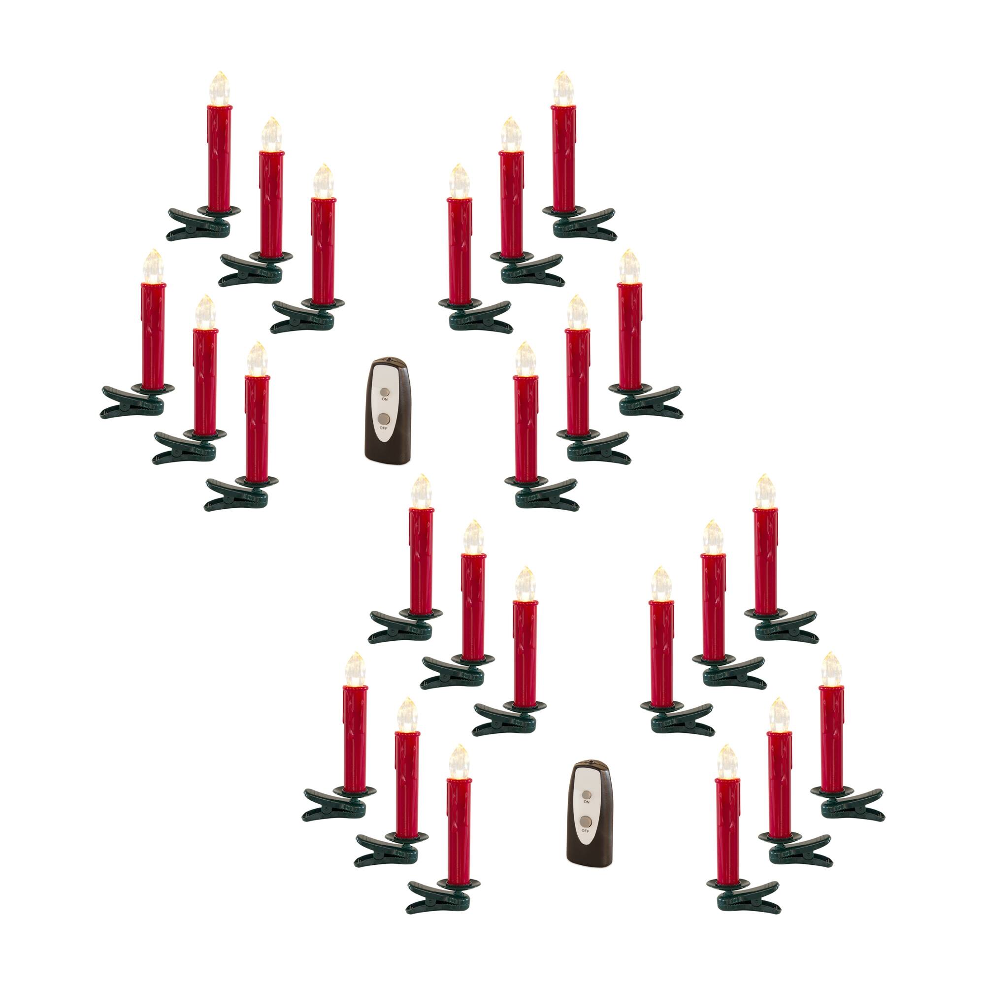 Front. BreeBe - LED Clip on Taper Candle with Remote (Set of 24) - Red, Green.