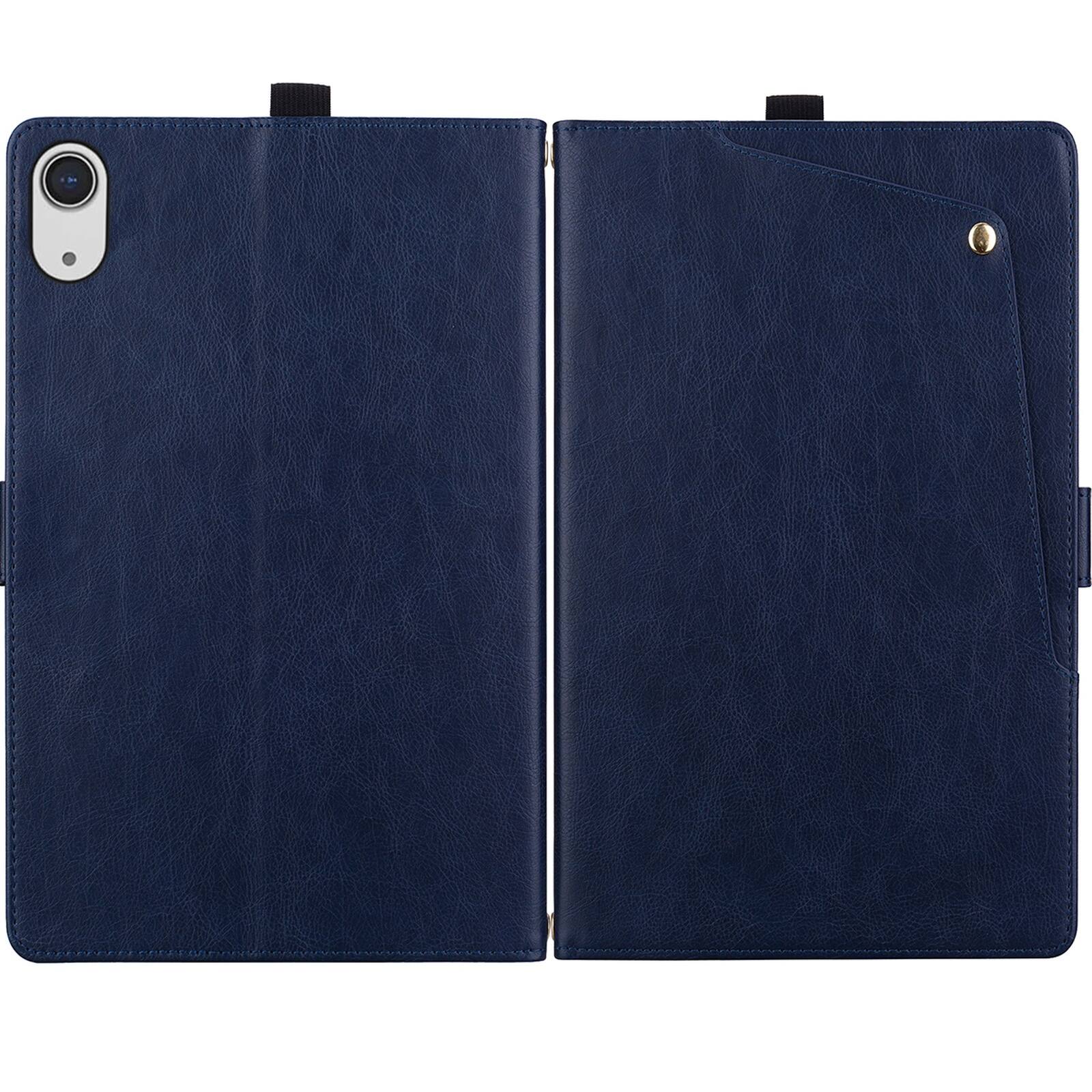 Alt View 6. Dteck - Case For Apple iPad mini (A17 Pro) 2024/iPad mini 6th Business Premiun Leather Folio Adjustable Stand Card Slots Cover - Blue.