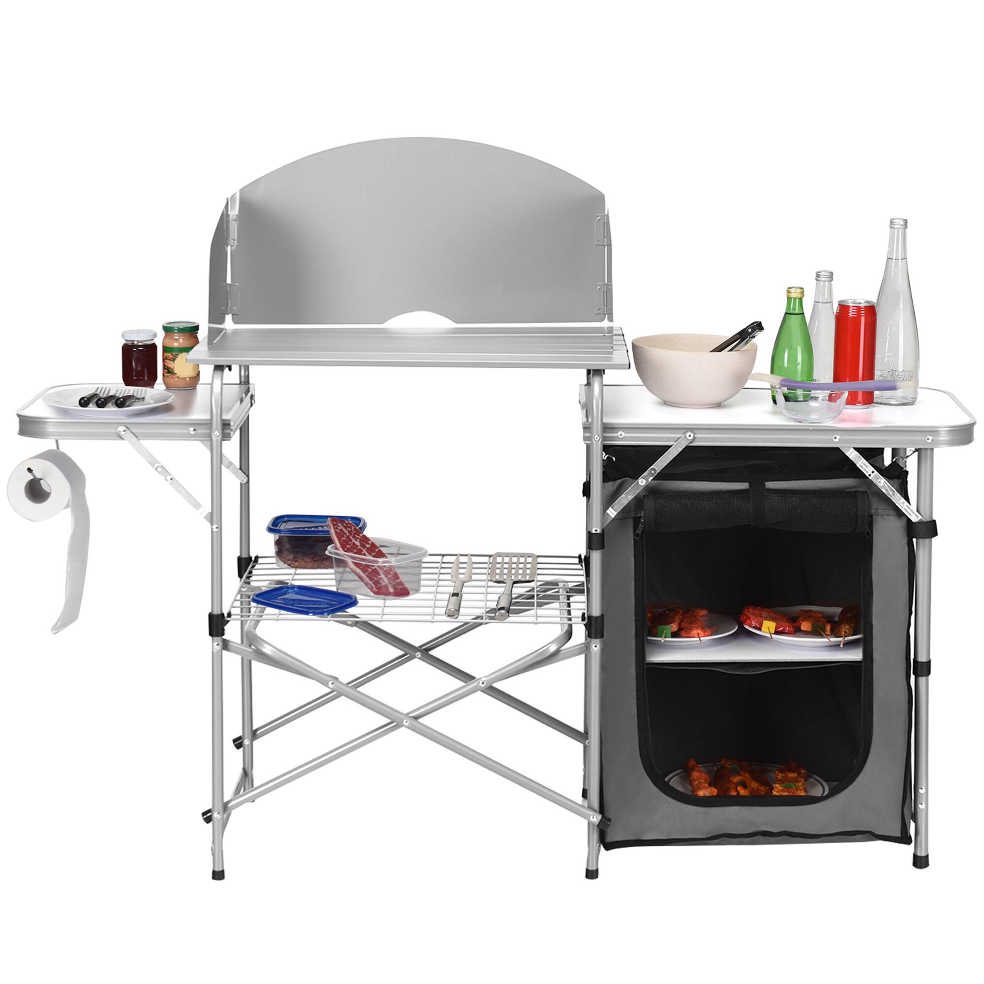 Alt View 8. Gymax - Gymax Folding Outdoor Camping Table Portable BBQ Grill Table w/ Storage Bag - as pic.