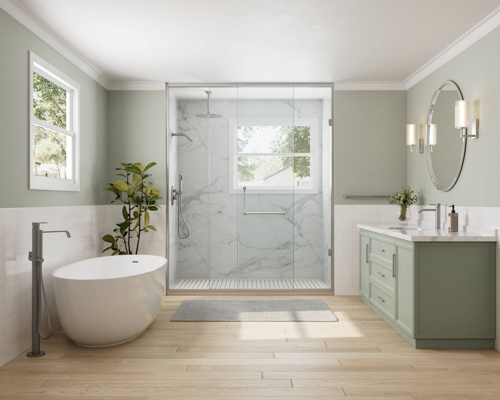 Alt View 7. GRANDJOY - Dual Shower Head System with 10" Rainfall Head, Handheld Sprayer and Adjustable Slide Bar - Brushed Nickel.