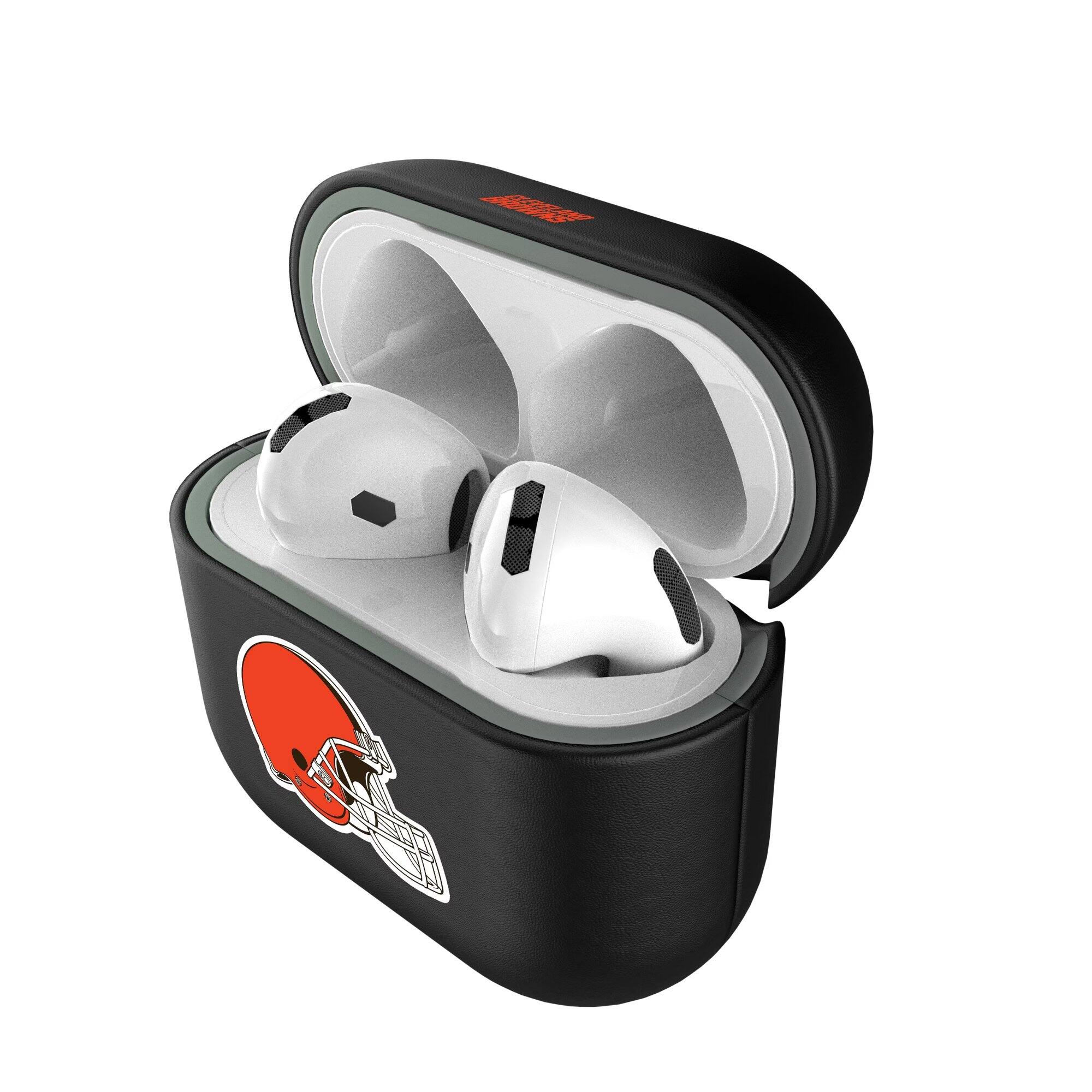 Alt View 2. Keyscaper - Cleveland Browns Cleveland Browns Insignia AirPods 4th Generation Case Cover - No Size - Black.